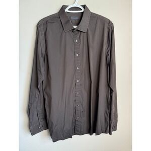 Patrick Assaraf Mens Button up Long Sleeve Shirt L Black Minimalist Professional